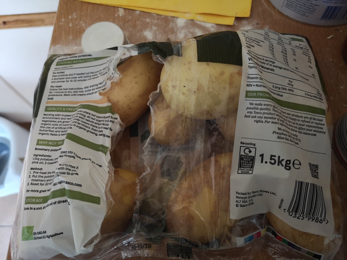 #OurPlasticFeedback @Tesco potatoes don't need plastic! For goodness sake it's just ridiculous! #noexcuseforsingleuse this will be on its way back to you today! Stop ruining my kids futures!