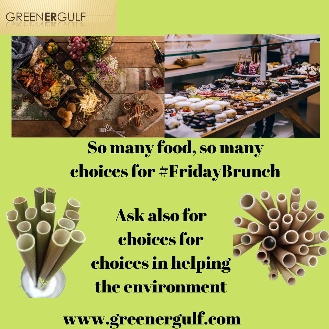 GreenerGulfGCC's tweet photo. So many #food, so many choices for #FridayBrunch!

Ask your #fave brunch for options to help #MotherEarth

It can be a simple switch to #bamboostraw or #grassstraw - small steps that can help the #environment for a greener tomorrow. 

Visit us at https://t.co/ZP2yXqvmU1. https://t.co/qXeObiZYX2