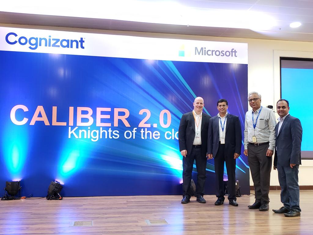 ekassner's tweet photo. Honored to deliver the keynote at the Cognizant Caliber 2.0 Hackathon, 12,000 trained, 1000 certification, 4,200 projects in the hackathon. With Sivakumar Varadananjayan, Moinuddin Ahmed, Pankaj Agrawal, and Ramanan Arunachalam #cognizant #microsoft #cloud #azure #msparner https://t.co/gc8qpOkhn8