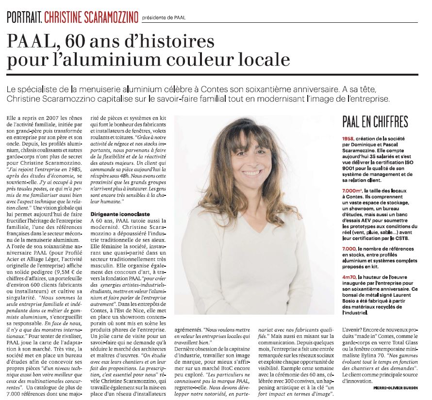 ATI_CotedAzur's tweet photo. Retrouvez le portrait de Christine SCARAMOZZINO, Présidente de PAAL, entreprise adhérente #APPIM, spécialiste de la menuiserie aluminium qui a fêté ses 60 ans d'histoires cette année ! / @Tribuca 

#FilièresIndustrie06 #PAAL #Contes06 #EVP #menuiserie #FrenchFab #FrenchFabSud https://t.co/Xogg9mQPLi