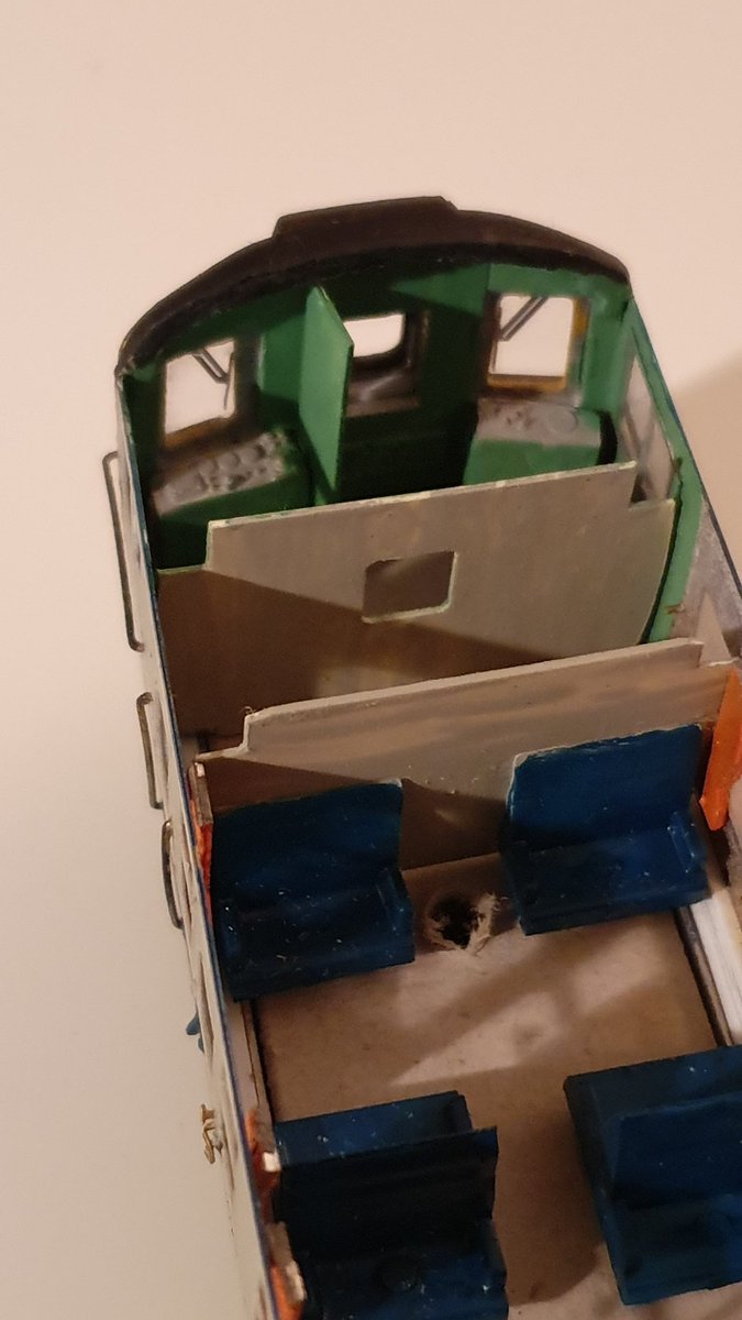 PdannyH's tweet photo. #4REP/#4TC Upgrades: with lighting going in, I've been touching up the interiors, I've a bit of tweaking left to do but I did manage to fit the destination blinds in. Need to get some solder this weekend so I'm ready to fit the lights💡🤔
#TMRGUK #NetworkSouthEast #modelrailway https://t.co/EvGgFKvWqI