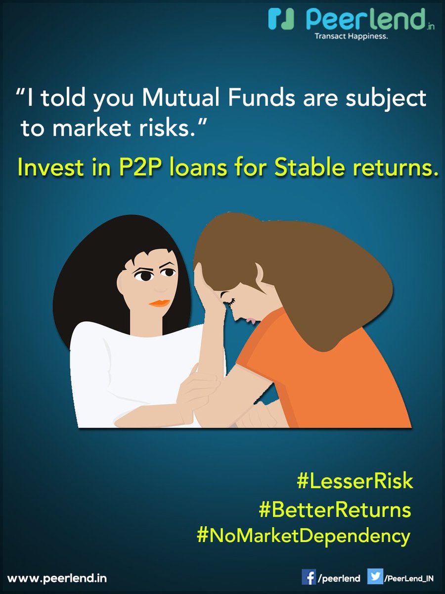 PeerLend_IN's tweet photo. Register as a lender now! visit https://t.co/XtCKfPCVdH.
#MutualFunds #P2PLoans #BetterReturns #LesserRisk #NoMarketDependency #LendToTheNeedy #P2PLending #P2PIndia #1P2P #OnlineLending #POFinancing #NBFC #P2P #RBI #Trending #TransactHappiness #PersonalLoans https://t.co/dHoZneCLAl