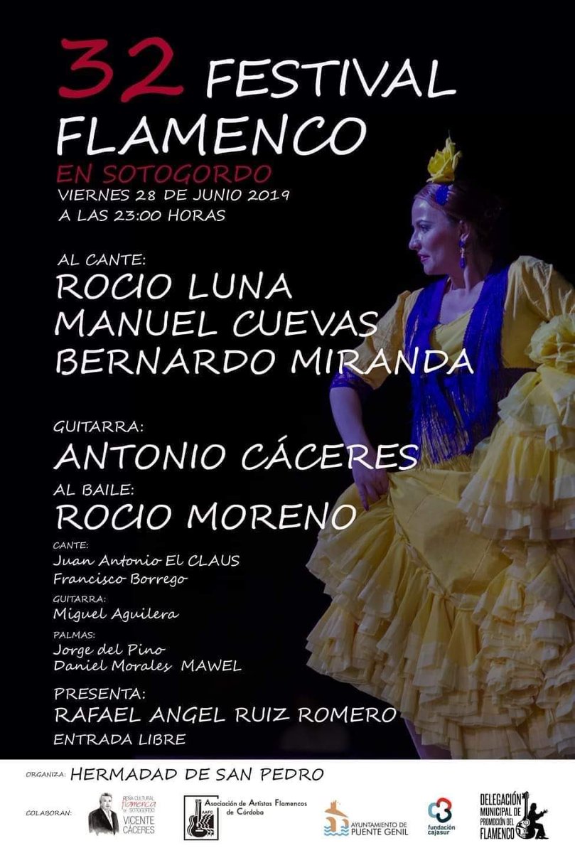 Esta noche #FestivalFlamenco en #Sotogordo, (Córdoba) a partir de las 23h.

#ManuelCuevas #Flamenco