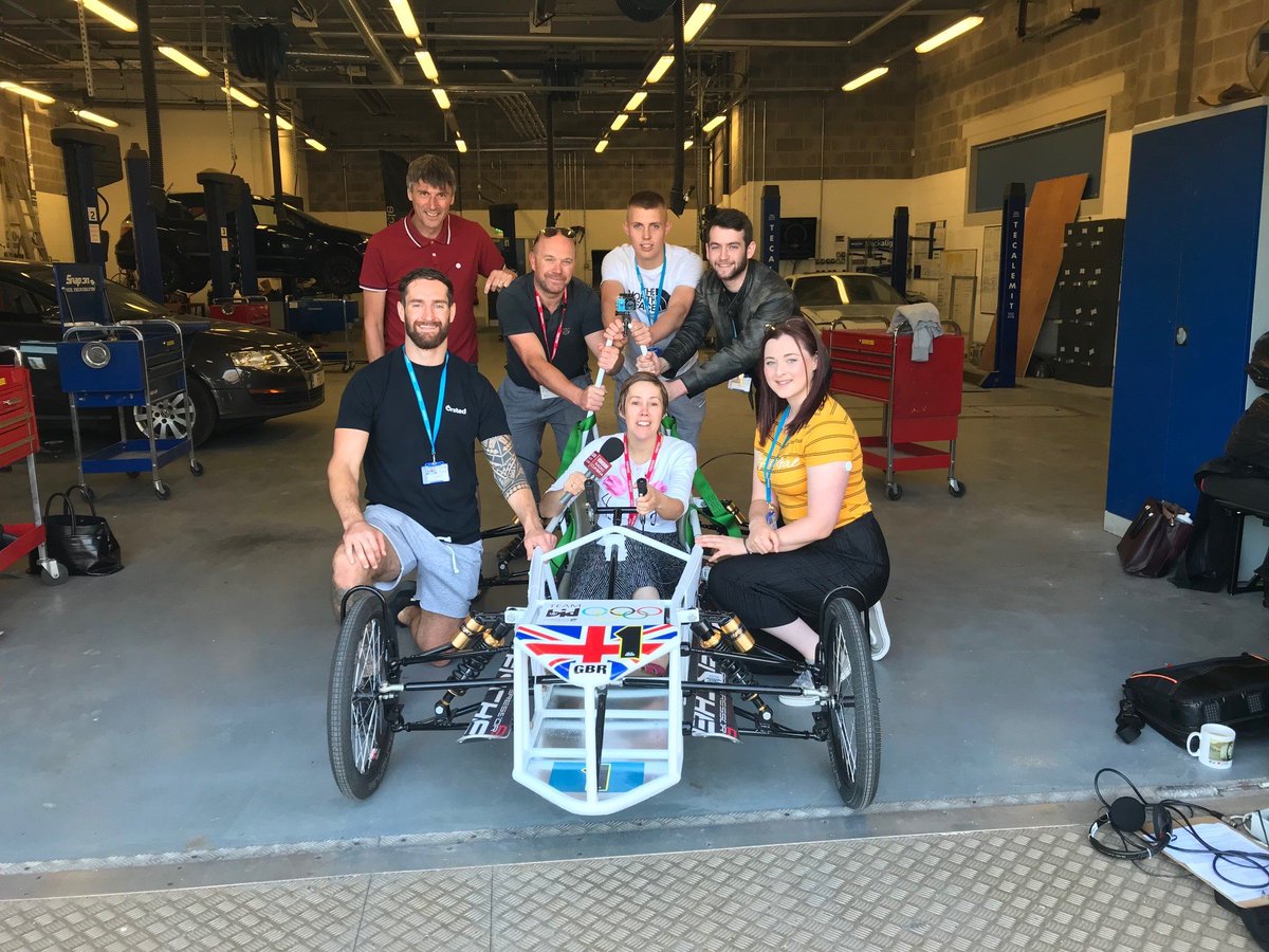 furness_college's tweet photo. Even @jenniedennett from @BBC_Cumbria  could not resist having a go in the Furness College-built 'Eagle' cart today. See it in action at tomorrow's @BarrowBID Super Soapbox Challenge. #letssoapbox https://t.co/AYw67ZgT6i