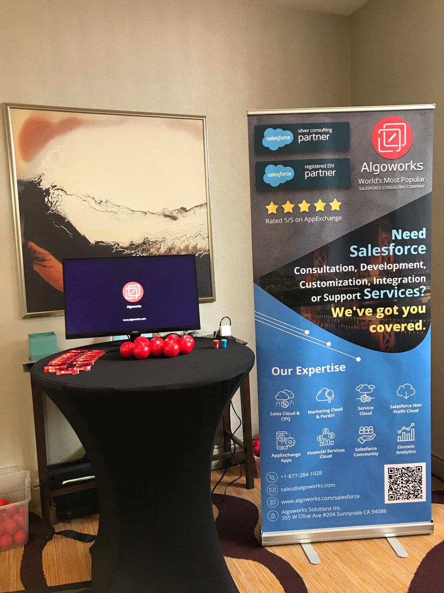 algoworks's tweet image. &apos;@algoworks is all set for the event! Come say &apos;hi&apos; to us at #norcaldreamin and grab the goodies. | #feelingexcited #salesforceevent #salesforce #salesforcepartner