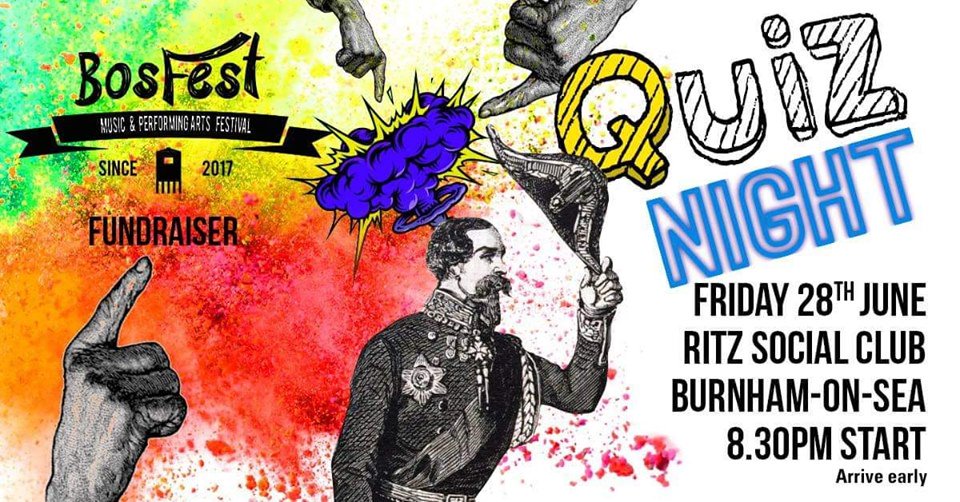 Tonight is the night! Get down to The Ritz in Burnham on Sea for the #BOSfest quiz night takeover. Our last fundraiser before the main event on 31st Aug/1st Sept. Tonight is guaranteed to be good fun and lots of raffle prizes to be won! #supportlocalmusic
