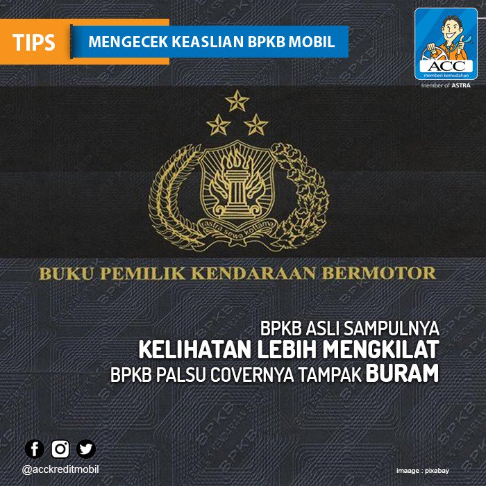 acconeid's tweet photo. Cek keaslian BPKB mobil bekas yg akan dibeli. Lihat bahan covernya. BPKB asli dibuat mengkilap, yang palsu sedikit buram. Hologram di halaman paling depan akan berubah warna jadi kuning saat diterawang bila itu BPKB palsu. Jika tak mau repot, unduh aplikasi accmart. #ACCautoTips https://t.co/YoGbllBCvK
