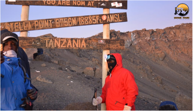 On the height of 5,739m, you will spot the Stella point which is the meeting point of the trails from #Gilman'sPoint, #UhuruPeak,🗻 and #BarafuHut. 

#Kilimanjaro #KilimanjaroTrekking  #KilimanjaroClimb #KilimanjaroNationalPark