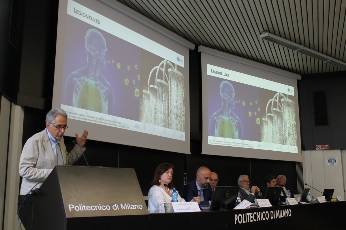 HPolimi's tweet photo. Il prof. Cesare Joppolo, #progettistaimpianti di @polimi sul tema Legionella dal pdv del progettista degli impianti:  le strategie da applicare in fase di progettazione.

#rischiolegionella #clustersanitapolimi  #hospitaldesign #progettoimpianti  #masterospedali @HPolimi https://t.co/aH9nUDndcB