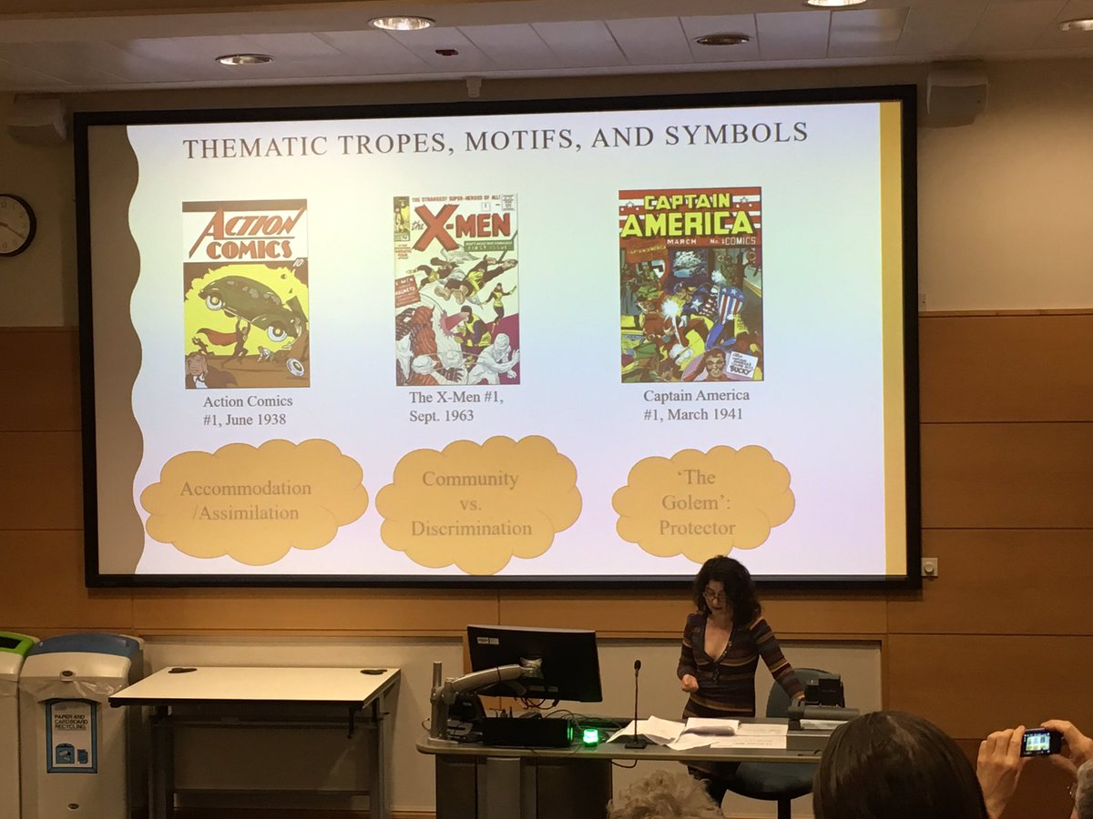 TheIGNCC's tweet photo. We made it to day 5! First on panel 1a: Jordanna Conn on protocomics- pre-19thc texts with comics connotations. Eg illuminated manuscripts etc. Jewish Haggodot as an eg - a story of secret identity and reluctant hero call as tells the Exodus narrative. #igncc19 https://t.co/Pjy14ORe1i