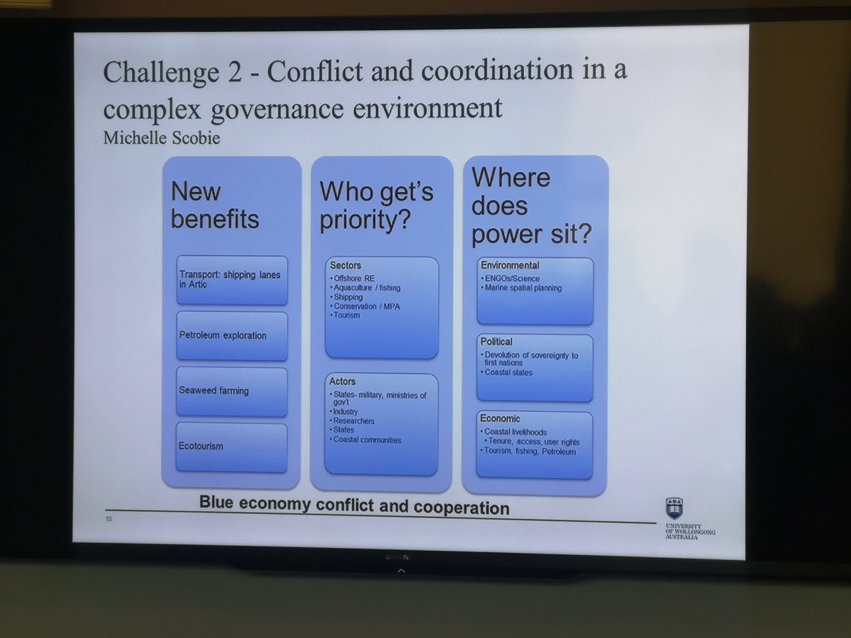 Michelle Scobie - #blueeconomy governance is happening as we speak. Big businesses don't wait for #socsci to tell them the best ways to implement governance #MARE2019 #marsocsci