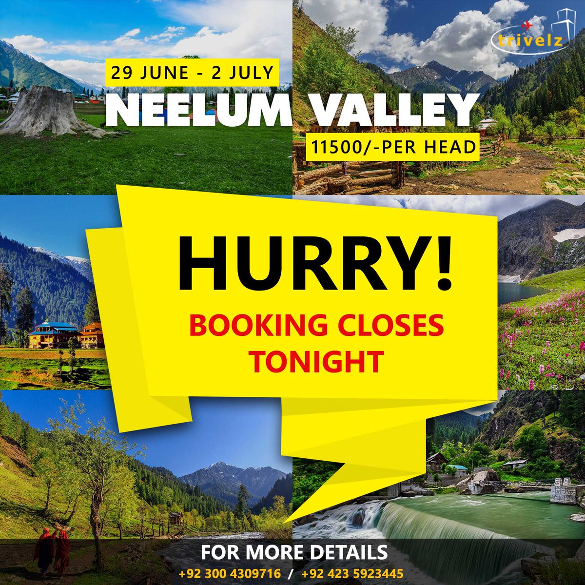 FINAL CALL!
Booking closes tonigt for our Neelum Velley trip,  book your trip today!
📱 For Booking, Contact:
0320-1010019, 0336-4309716, 0300-4309716#VacationsPlan #Trips #Tourism #pakistan #neelumvalley #kashmir #azaadkashmir #pakistantourism #travelandtourism