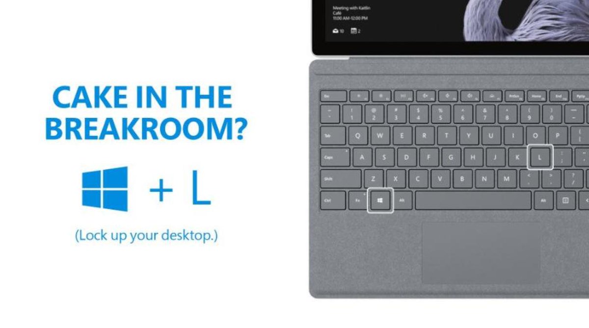 Surface_UK's tweet image. 🍰 Before you chow down, lock it up!

This @WindowsUK tip will keep your Surface safe when you&apos;re not around.

#Surface #WindowsTip