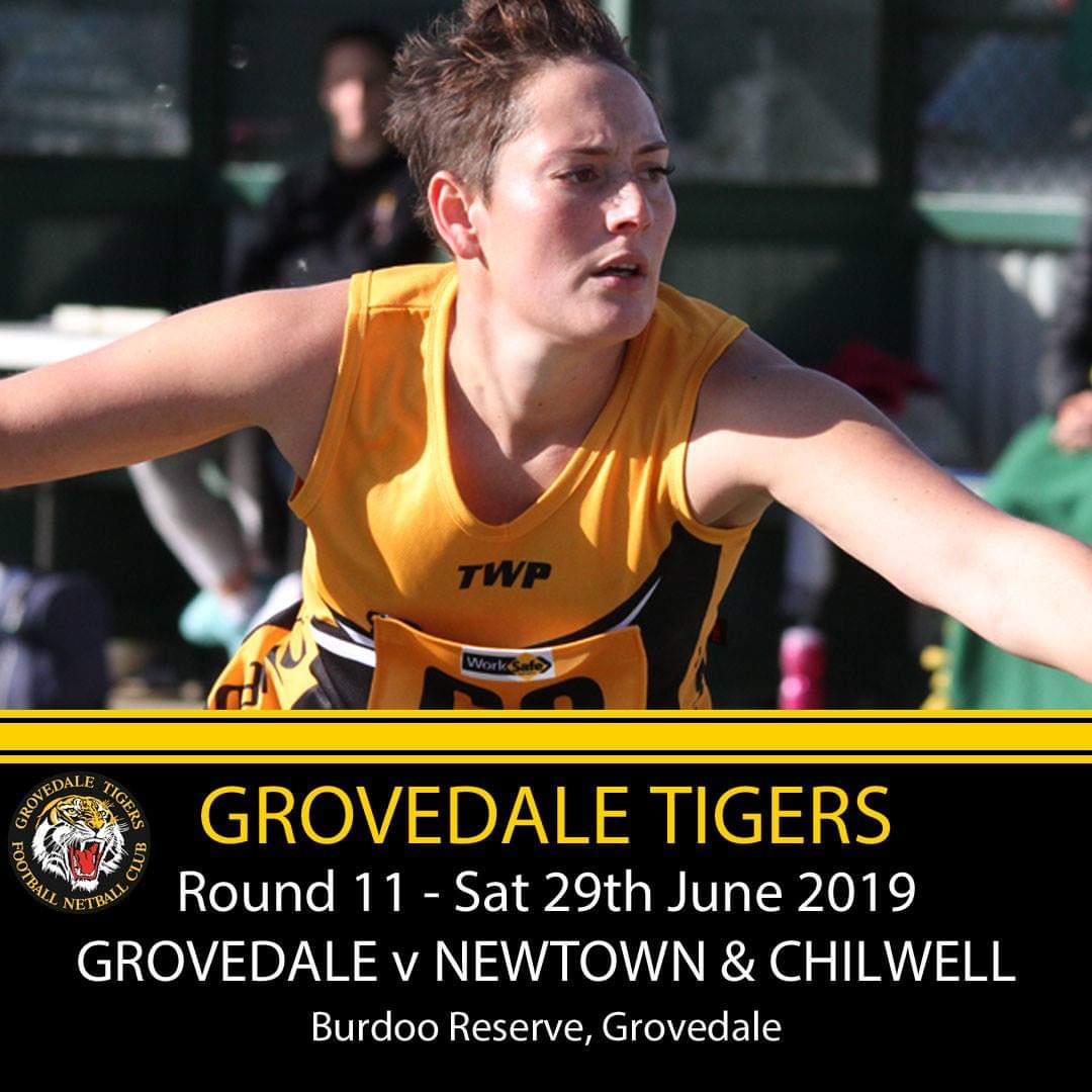 Saturday 29th June - <a href="/GrovedaleTigers/">Grovedale Tigers</a>  v <a href="/NewtownEagles/">Newtown & Chilwell</a> in U19, Reserves, Seniors and Netball 
<a href="/AFLBarwon/">AFL Barwon</a> #GFLTigersEagles