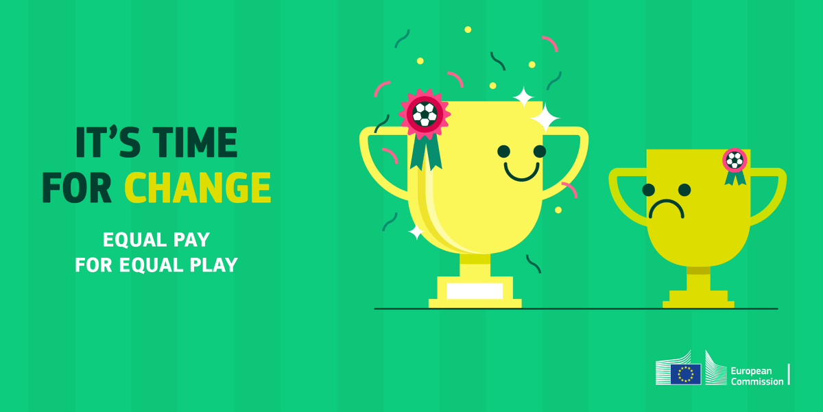 EU_Justice's tweet image. While celebrating the sports achievements at #WomensWorldCup2019, the pay discrepancy between the men and women’s world cup teams upsets. Prize money from @FIFAWWC is 400 million USD for the men, and only 30 million USD for the women. #EqualPlayEqualPay #FIFAWWC