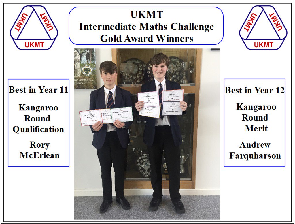 Congratulations to all our Intermediate Maths Challenge winners. Well done, everyone!