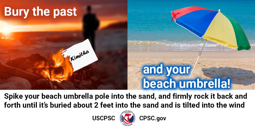 A letter burning in a fire. The text reads: bury the past, and your beach umbrella!