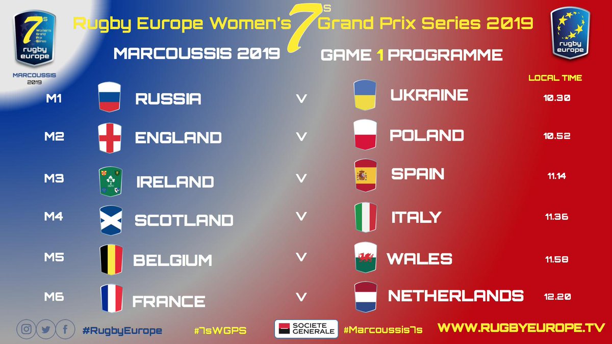 Due to #heatwave on Saturday, we must revise the Competition's Schedule of #Women #Sevens #7sWGPS2019 in Marcoussis (@FFRugby 
Look at our website new programme: rugbyeurope.eu/c…/2019-women7s-grand-prix-series 
Llivestream on rugbyeurope.TV (from 10.25amCEST)