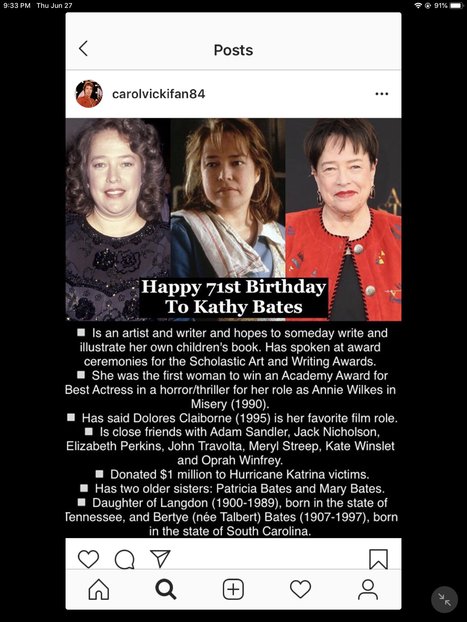 Happy Birthday! Kathy Bates, Pat Morita, Mel Brooks and Gilda Radner!        