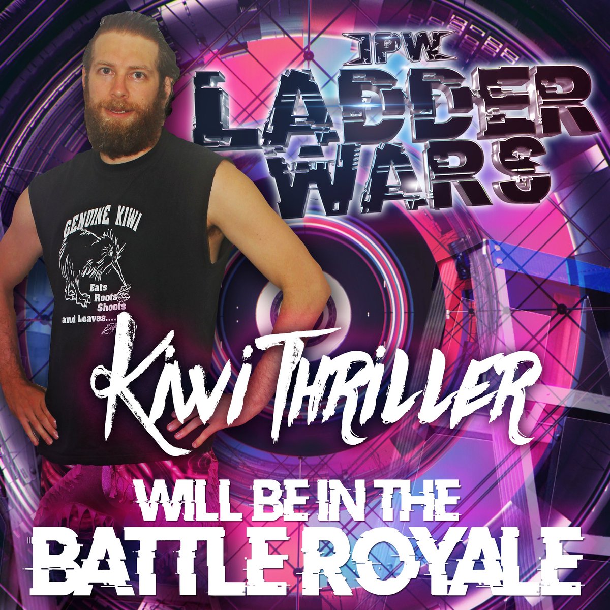 IPW_Australia's tweet photo. The next entrant into the #BattleRoyal at #LadderWars is a former #IPWAustralia Heavyweight and Tag Team Champion, Kiwi Thriller!

TICKETS AVAILABLE TO LADDER WARS
FRONT ROW - $15
GENERAL ADMISSION - $10 
Call 0423 244 374 or visit our website https://t.co/OkPXbuy9lM