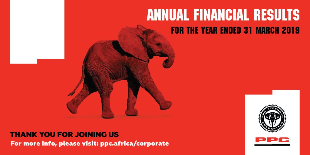 PPC_Africa's tweet photo. Thank you for following our annual financial results presentation. In case you missed this morning's live webcast, you can view it at https://t.co/P7oT80OlI2 #PPCResults #PPCStrengthBeyond https://t.co/JFOw6pWNSq