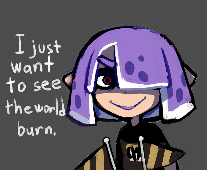 I felt like doing small comic about my Splatoon OCs.
Meet the joyful and loud Purpure, and calm and serious Violette