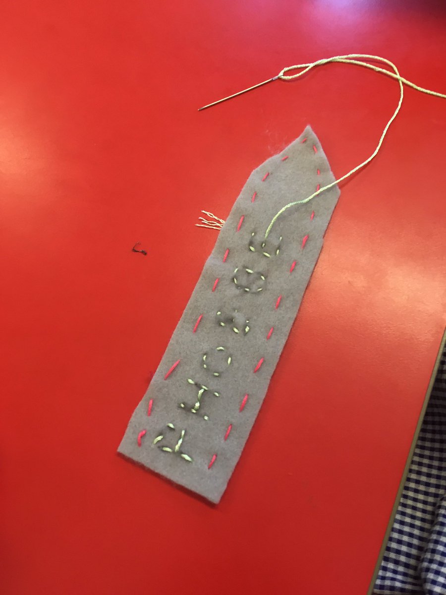 stgac6's tweet photo. Mrs Hempsall has begun her annual sewing activity - bookmarks with our names sewn on https://t.co/m01pkEQltp