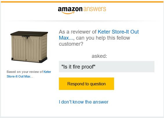 omahaglenn's tweet image. I could do no more really than imply the answer was in the full description of 'Outdoor Plastic Garden Storage Shed'... #amazonanswers #stupidquestions