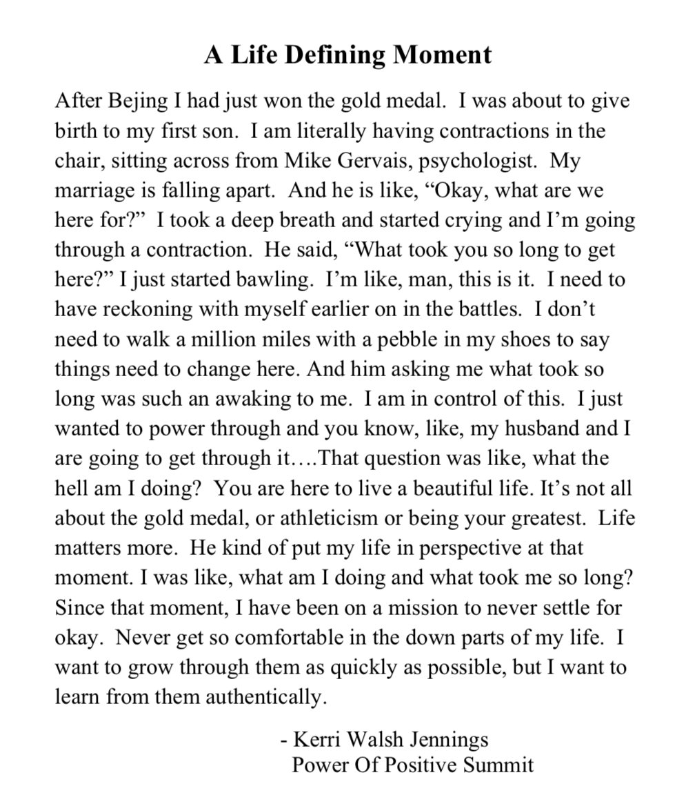CoachWithLove's tweet photo. A Life Defining Moment - @kerrileewalsh https://t.co/v5AQKQ4oLD