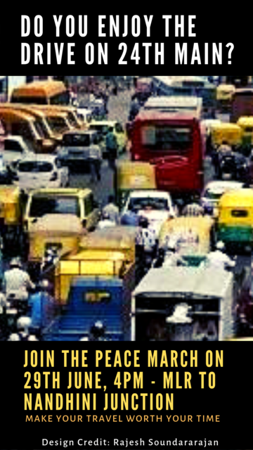 AJPngr's tweet photo. JOIN THE PEACE MARCH ON 29TH JUNE, 4PM - MLR TO NANDHINI JUNCTION.
Don't blame the Situation; take control of our neighbourhood. #JPNAGAR #24THMAIN . Join the Movement - Telegram - https://t.co/tF2IkutdPZ, 
WhatsApp - https://t.co/3peLTnCKjG
Facebook - https://t.co/g0C5ZoJNg0 https://t.co/AXsTCHRPgV