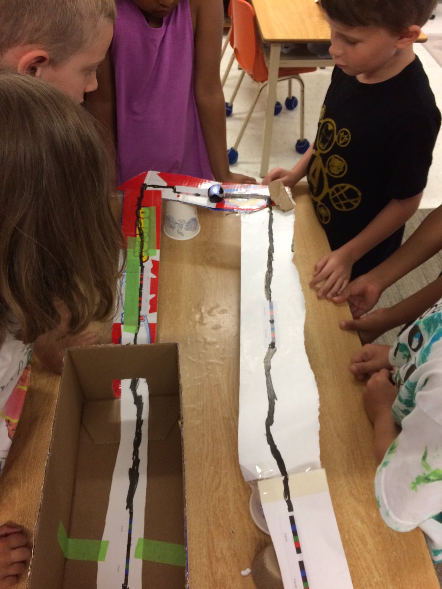 mrsbowesteaches's tweet photo. Part 2: Testing our rollercoasters with @Ozobot The results were fantastic! We’ve become such great problem solvers and collaborators. #readaloud #building #grade1 #gandydigital https://t.co/f2UJ4Q6XXW