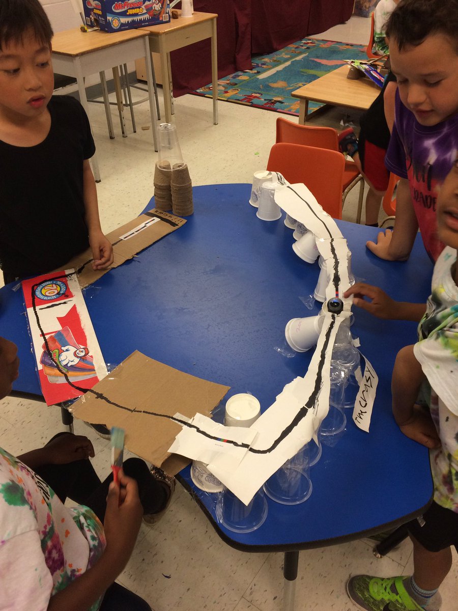 mrsbowesteaches's tweet photo. Part 2: Testing our rollercoasters with @Ozobot The results were fantastic! We’ve become such great problem solvers and collaborators. #readaloud #building #grade1 #gandydigital https://t.co/f2UJ4Q6XXW