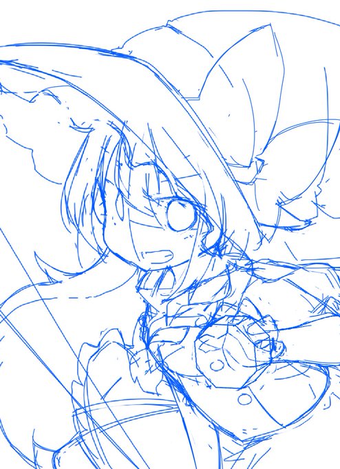 #このタグを見た人はラフ画とその完成絵を見せる
ラフかいて線引いて色付けて完成!🙌 