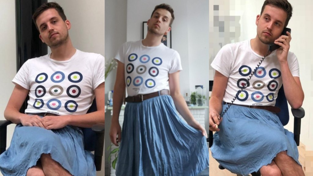 Pim mocht geen korte broek dragen, dus kwam hij in een rok naar kantoor rtlnieuws.nl/editienl/artik…