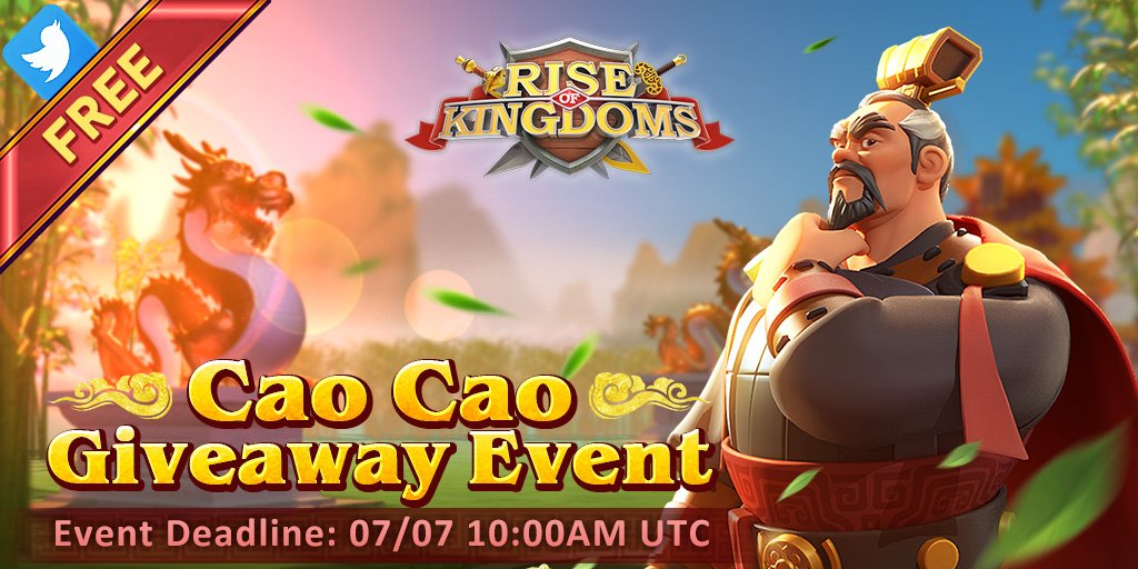 To participate in this event: 1. Follow our twitter account @riseofkingdoms 2. RT this tweet 3. Tag a friend who doesn't play Rise of Kingdoms but should definitely try-out ROK! 4. Comment your GovernorID 10 lucky Governors will be selected & awarded 10 Cao Cao sculptures.
