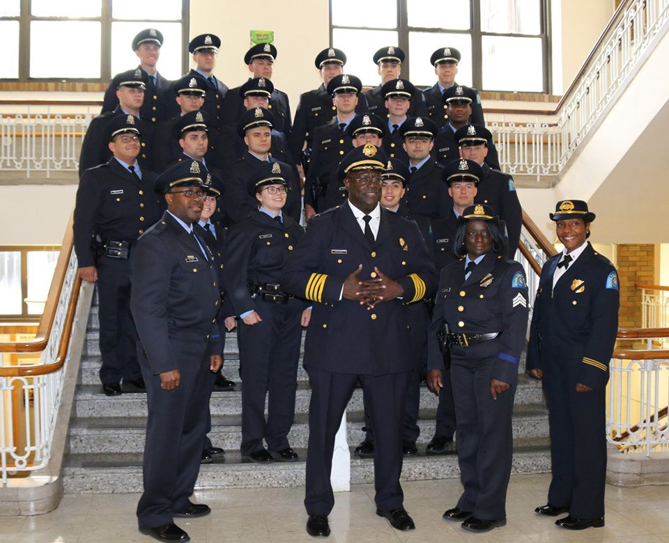 SLMPD's tweet photo. Last night, we welcomed 22 new officers to our family! Class 2018-05, congratulations on your accomplishment and good luck on your journey as police officers with #SLMPD! #SLMPDStrong #YourCareerIsJustAhead https://t.co/3k0AF3cHVD