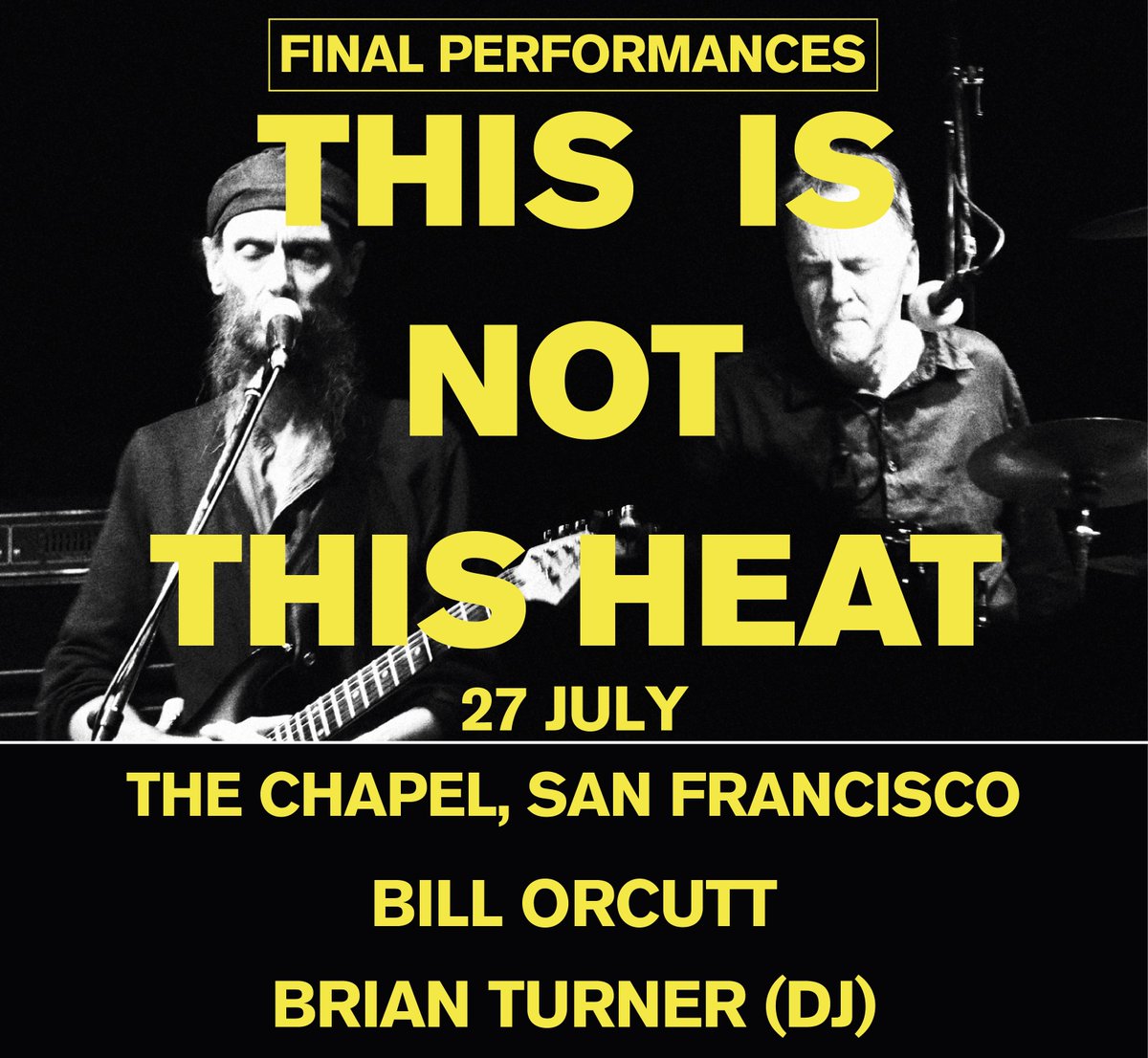careinthecom's tweet photo. SF LINE UP COMPLETE @notthisheat @_thisheat_ @charleshayward @DOSMMXVI @SlowfootRecords @sergiomas7 @alexwardmusic #idaprojects @lprnyc @elsewherespace @RegentTheaterLA @TheChapelSF @upend_la @ThaliaHallChi @EARL_EAV @xopublicity @billorcutt @btrnr https://t.co/19PULiVVCU