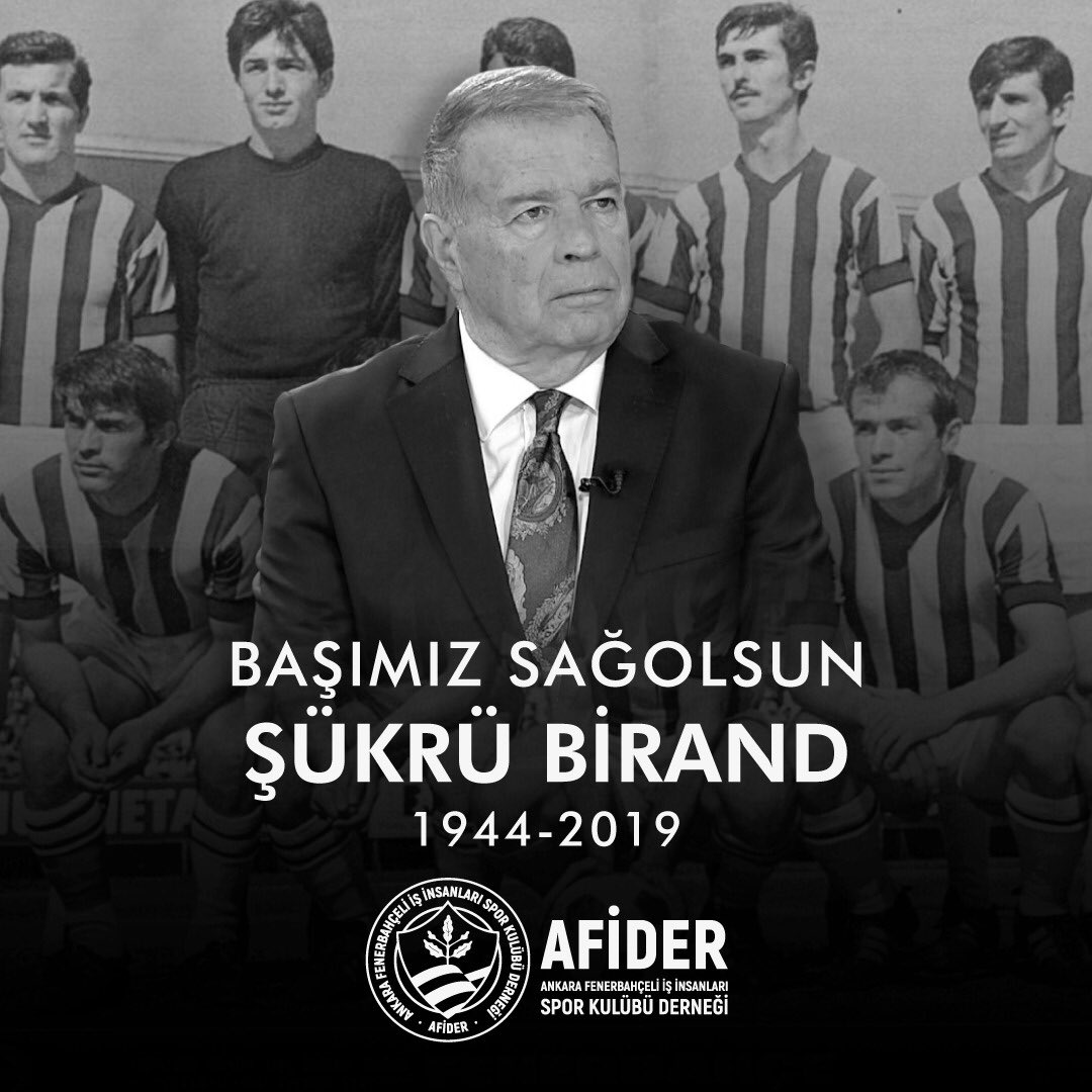 10 yıl boyunca #Çubuklu'yu terleten, #Fenerbahçe’mizin ve Milli Takımın efsane futbolcularından #ŞükrüBirand’a Allah’tan rahmet; ailesine, yakınlarına ve camiamıza baş sağlığı dileriz.