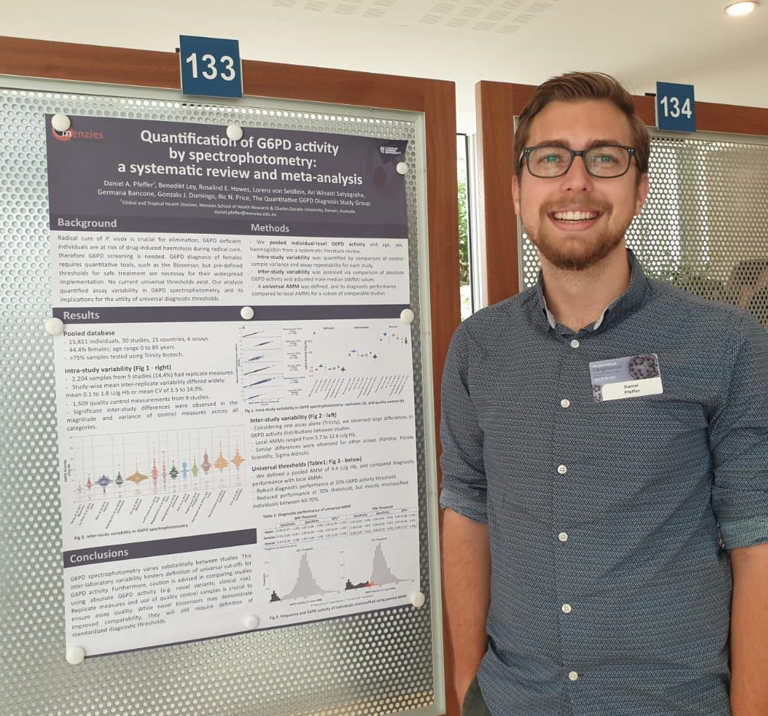 MalariaAtlasProject (@malariaatlas) on Twitter photo <a href="/malariaatlas/">MalariaAtlasProject</a> alumnus and <a href="/MenziesResearch/">Menzies Research</a> PhD student @danpfef presenting his <a href="/ICPVR2019/">ICPVR 2019</a> poster on assay-based variability in G6PD spectophometry. Also check out map.ox.ac.uk/data-project/g… for Dan's ongoing collaboration with MAP to update global maps of G6PD deficiency! <a href="/malariaatlas/">MalariaAtlasProject</a> alumnus and <a href="/MenziesResearch/">Menzies Research</a> PhD student @danpfef presenting his <a href="/ICPVR2019/">ICPVR 2019</a> poster on assay-based variability in G6PD spectophometry. Also check out map.ox.ac.uk/data-project/g… for Dan's ongoing collaboration with MAP to update global maps of G6PD deficiency!