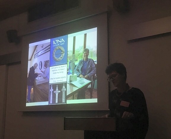 digitalpunctum's tweet photo. @lastimpression_ ‘up to my neck in replicas’ - senses of ownership and identity wrapped up in the reproduction of Iona crosses, allowing people to ‘buy bits of Iona’ to take away - the human story adds sense of authenticity  #lastingimpressions19 https://t.co/QOrAiVM9DY