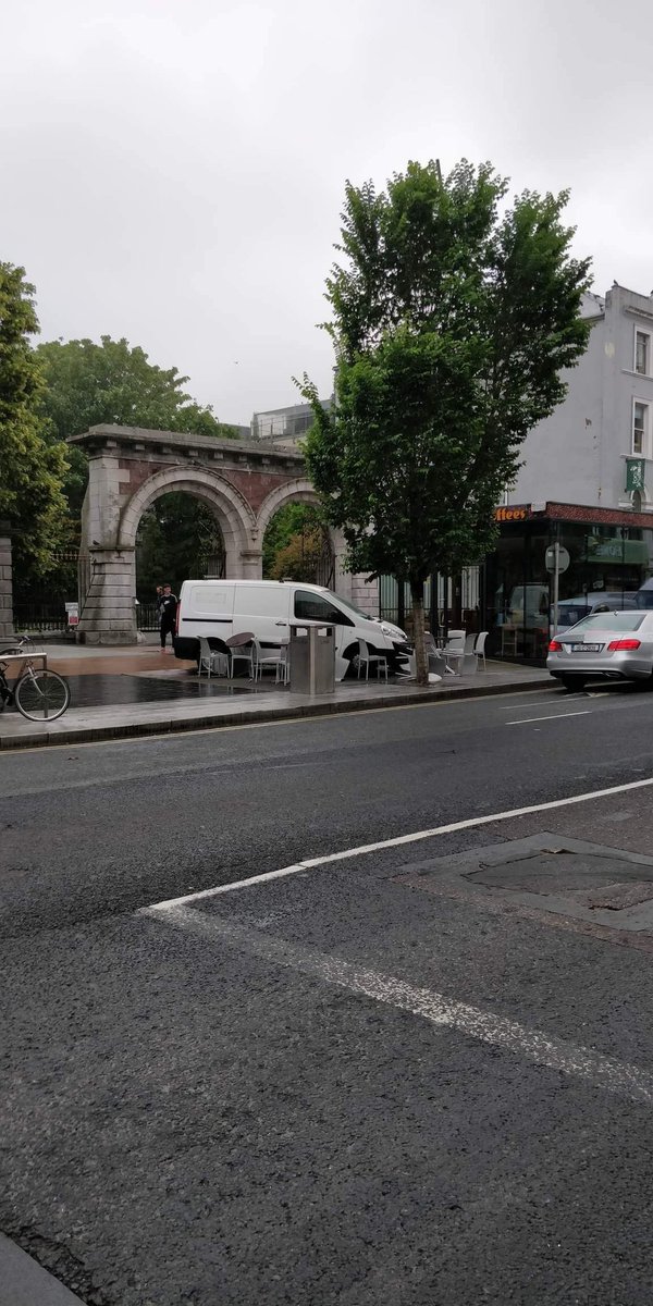 nagerefinnej's tweet photo. After hearing a clattering, saw this van (with seemingly nobody in it) rolling over the tables and chairs on Grand Parade with a few people running from it. 10mins later and still nobody has claimed it or seemed to bat an eyelid? Ridiculous! https://t.co/82bePYv6rX