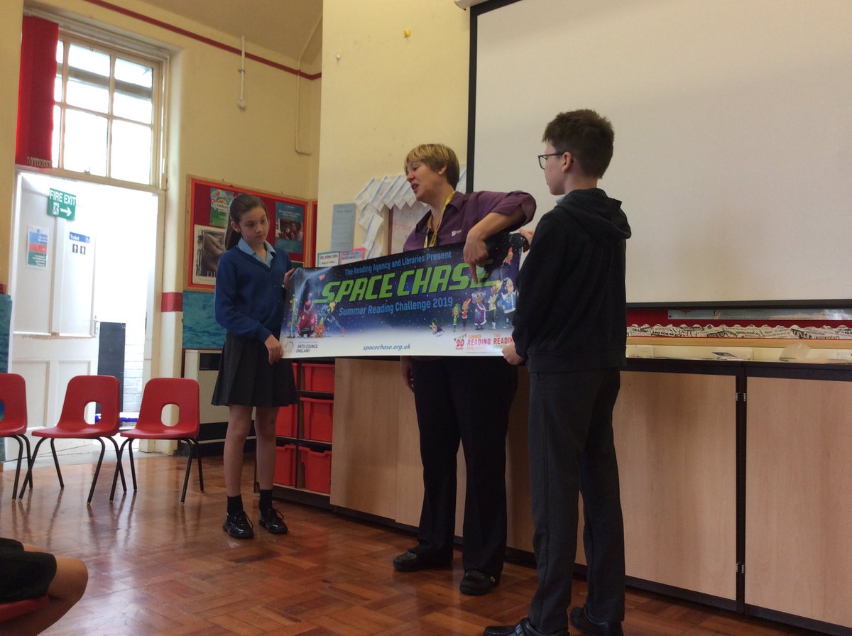 The whole school enjoyed a visit from @EasingwoldLib this morning to tell us about the summer reading challenge ‘Space Chase’. Look out for the leaflet coming home soon for more information #SummerReadingChallenge