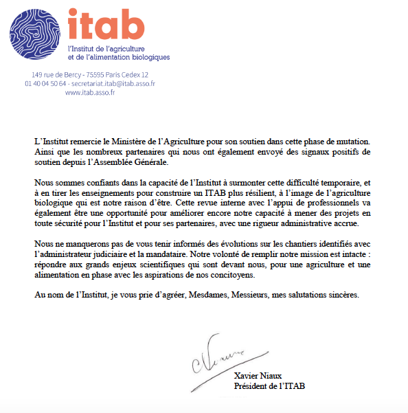 Non mais ! Au secours quoi ! 
Xavier Niaux, quand vas tu retirer tes oeillères et pointer les responsables de cette faillite organisée. 
Qu'attends tu pour convoquer une AGE qui puisse permettre de retrouver les acteurs essentiels de la bio qui ne sont pas qu'à la <a href="/fnab_bio/">FNAB</a> ?