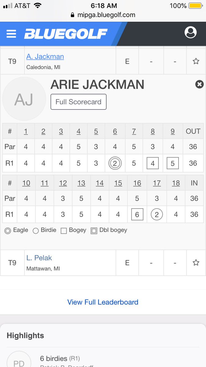 Congrats ⁦<a href="/jackman_arie/">Arie Jackman</a>⁩ on a great 1st day at the ⁦<a href="/MichiganPGA/">Michigan PGA</a>⁩ Jr Championship carding a 72 and sitting 9th overall among 92 of the state’s best! Let’s go!🏌️