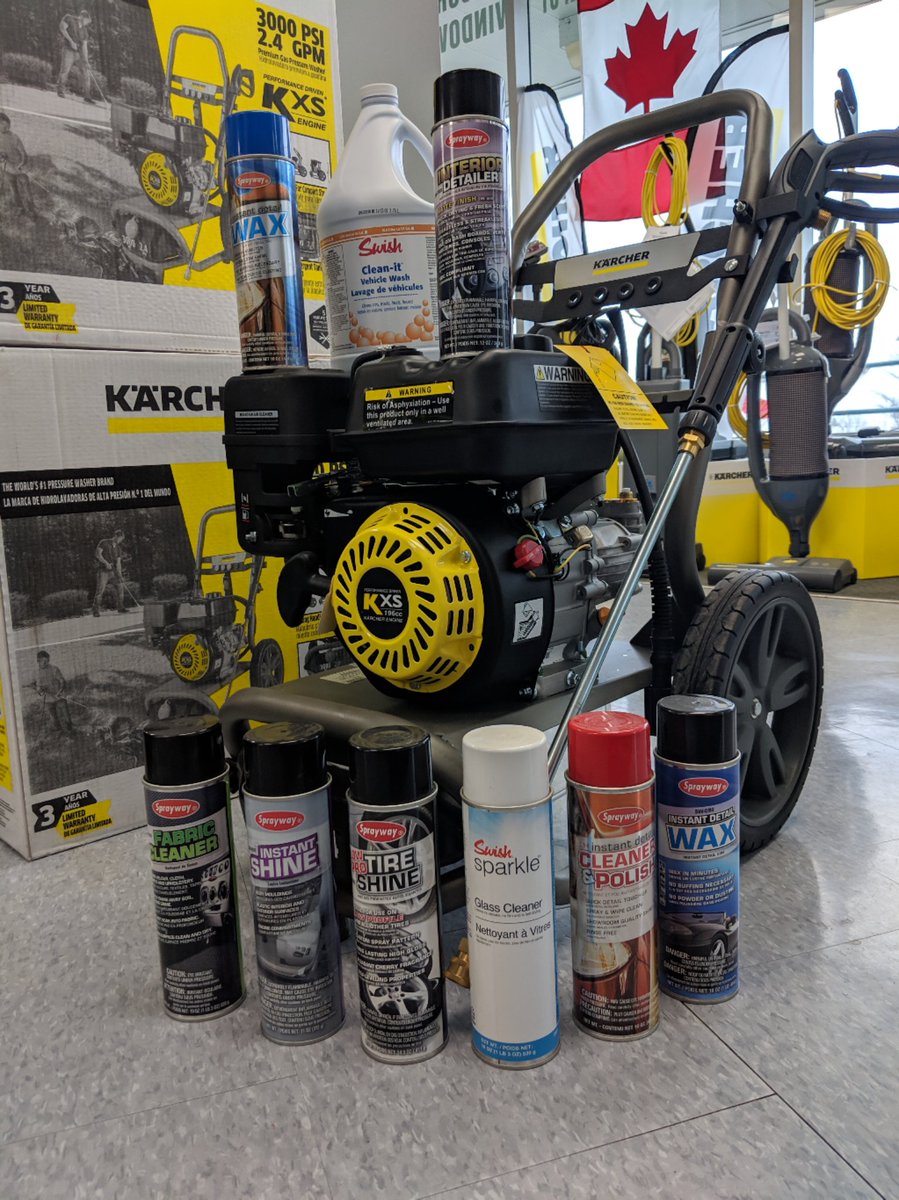 We have the Karcher 3000psi gas pressure washers BACK IN STOCK! Reg $579.99 for $399! Call &amp; reserve yours &amp; get your car clean before the long weekend!
