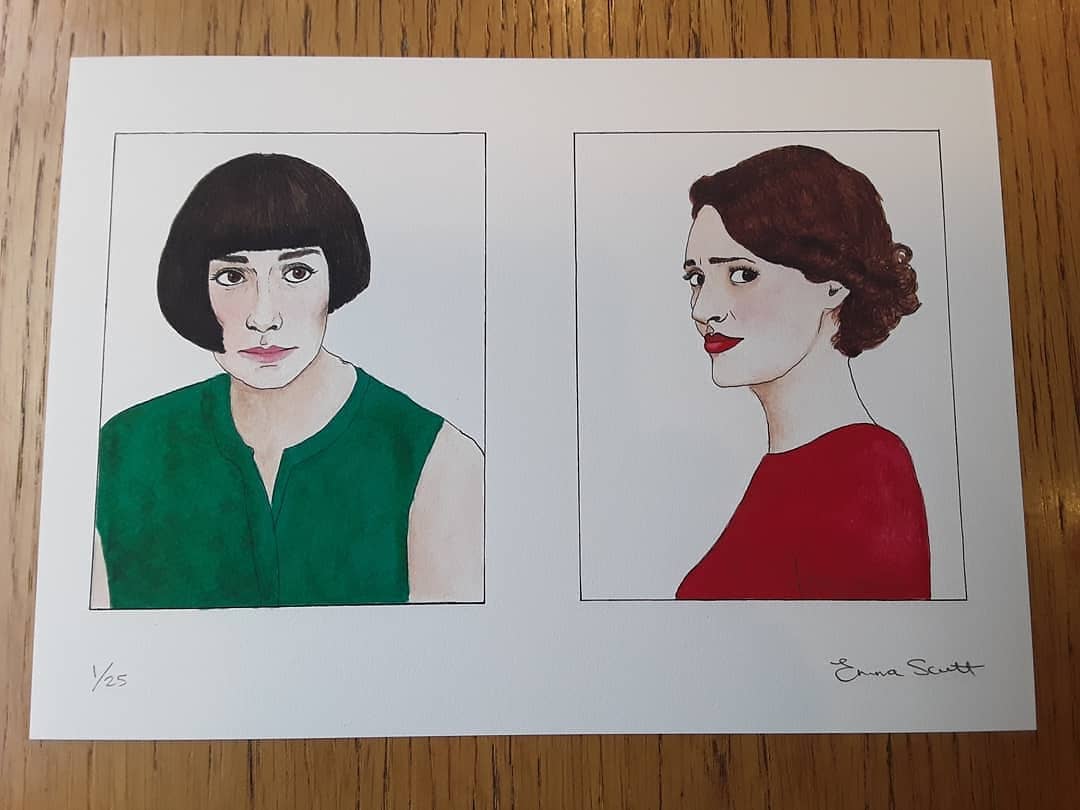 My Fleabag and Killing Eve cards and limited edition prints are now available at <a href="/carowoodstreet/">Caro Art & Gifts</a> ❤🍎