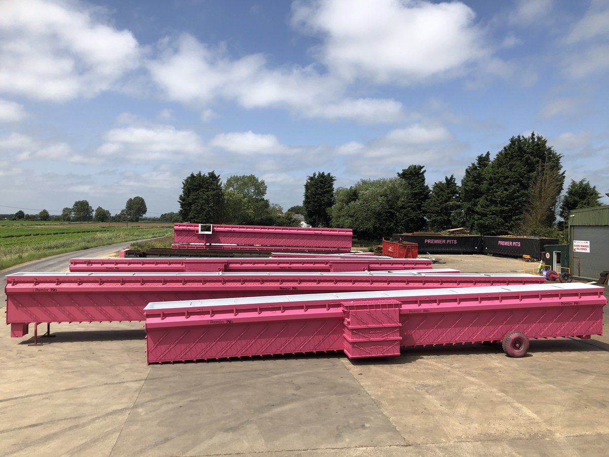 PremierPits's tweet photo. The end of a busy week. Pits, pits and more pits ready for delivery and installation! #PremierPits #PinkPits #UKsNumberOne #TheOriginalSteelPit https://t.co/UfMtmcbG3a