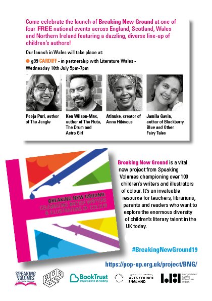 LitWales's tweet image. Join us at @g39cardiff on July 10, 5.00pm-7.00pm with @kenwilsonmax, @poojapuriwrites, #Atinuke and @jamilaji for the #BreakingNewGround19 UK tour! Book your #free here: bit.ly/2X8TIoe #literature