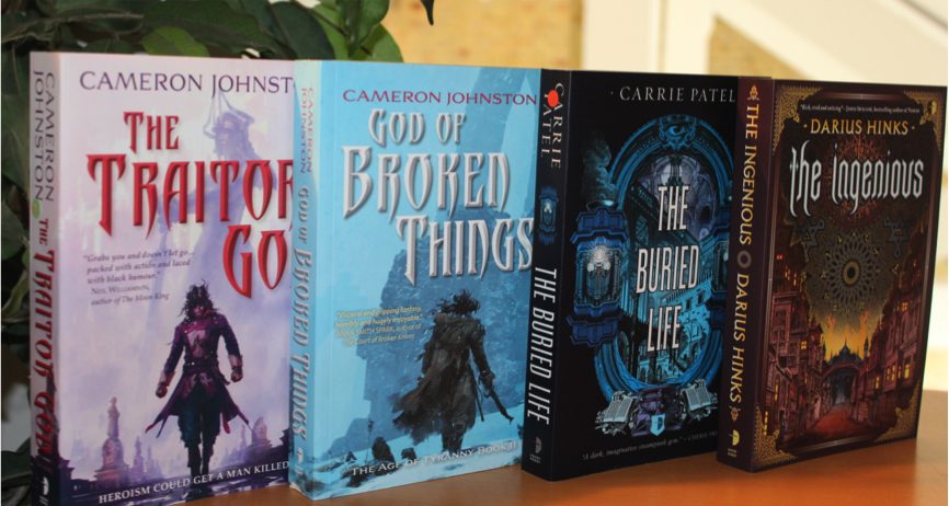 angryrobotbooks's tweet photo. SECOND BOOK GIVEAWAY for #10yearsofrobots now open! Our Grimdark Delights bundle is now open and could be yours to win! Follow us @angryrobotbooks and reply to this post by telling us what your absolute favourite book cover is. Good luck! https://t.co/t2yYZiEtHn