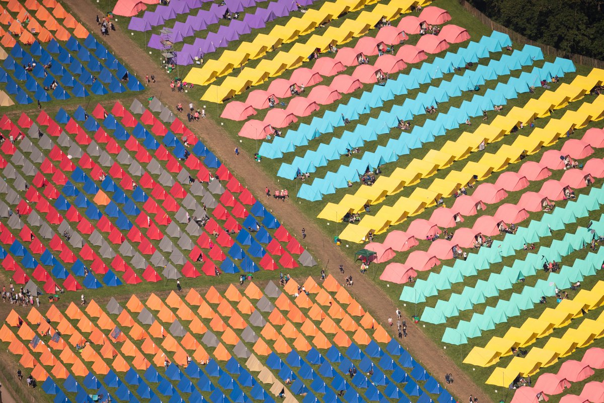 MrAlexWood's tweet photo. These pictures of tents at @GlastoFest from the air are simply mesmerising. 🏕

📸: @PA 

#glastonburyfestival2019 @GlastoWatch https://t.co/S0as2xRjfA